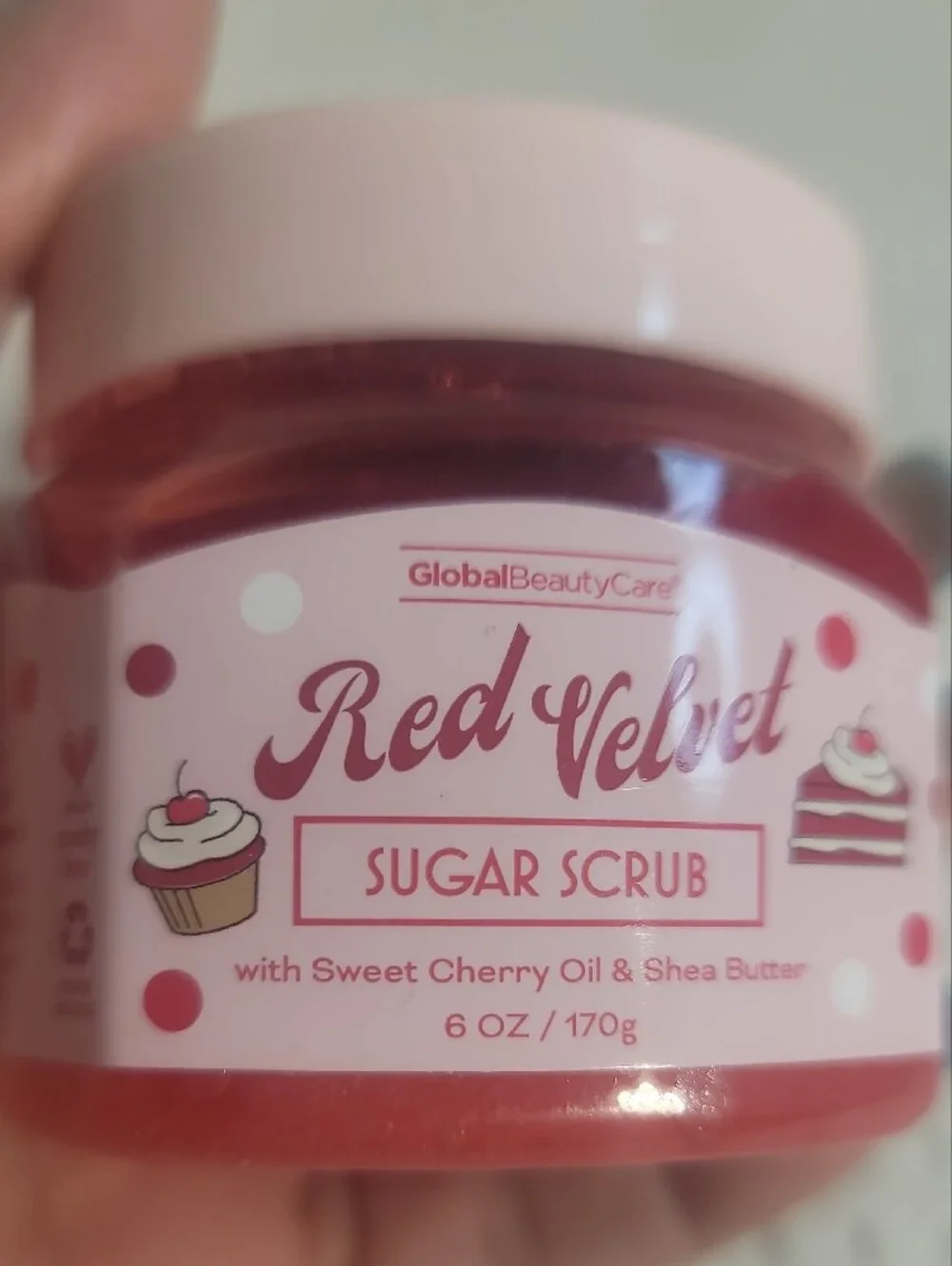 GlobalBeautyCare Red Velvet Sugar Scrub - Sweet Cherry